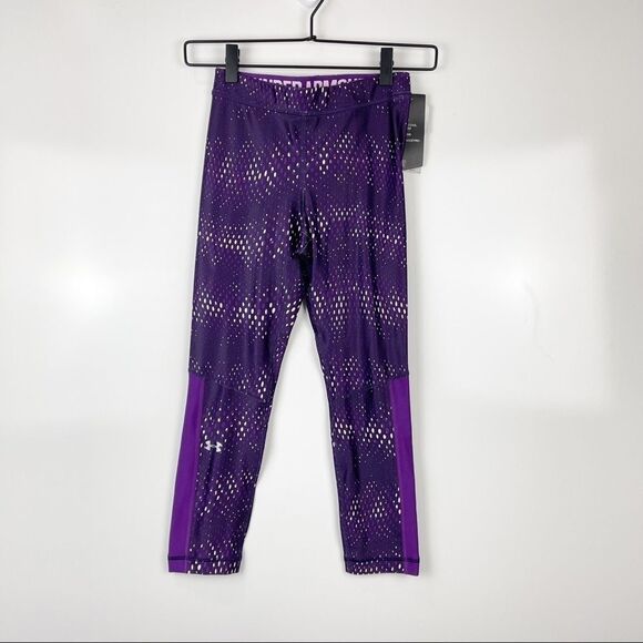 NEW Under Armour HeatGear Cropped Compression Pants Purple Women's Size XS - Picture 1 of 7
